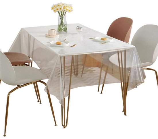 Transparant Tafelkleed PVC 180x140 cm – Waterafstotend, Afwasbaar, Tafelbescherming – Rechthoekig Tafelfolie