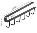Keukenhaak onder plank, 6 haken - set van 4, zwart 26cm