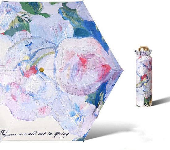 Opvouwbare Paraplu met Witte Rozen - UV50+ Windproof