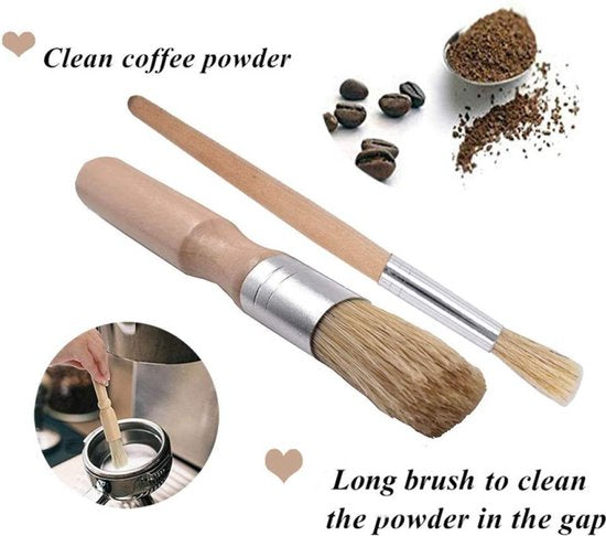 Koffiemachine Reinigingsset - 5-delig - Nylon Borstels - Houten Borstels - Makkelijk te Gebruiken