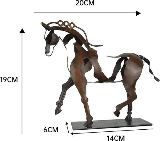 Elegante Tafellamp met Paardendesign en LED-Verlichting -Stijlvolle Decoratie voor elke Ruimte - Duurzaam IJzer -werkt op USB- 14x20x19CM -donkerbruin