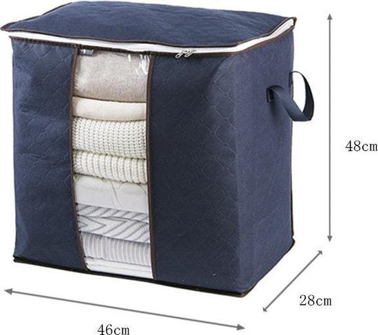 4x62L opbergtassen kleding/dekbed - vezelvlies, marineblauw