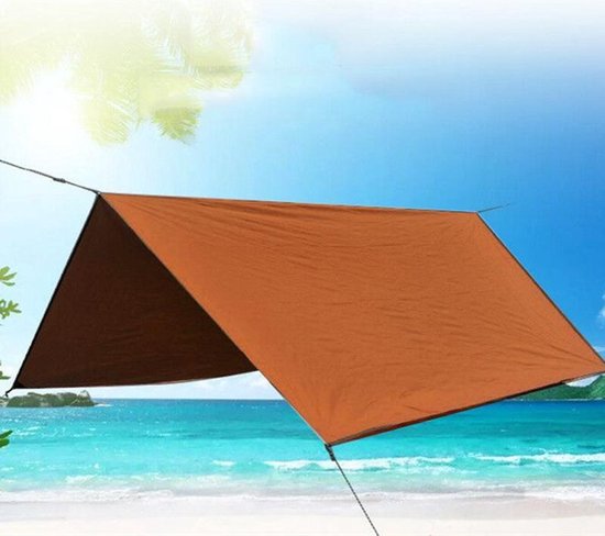 TDR - Outdoor Draagbaar Zonnescherm Met Opbergtas - Waterdicht-SPF - Tarps voor Kamperen300 * 300cm - 3-4Personen - Orange