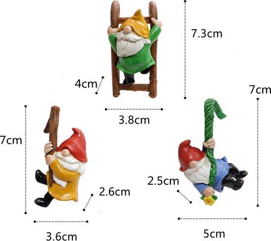 3-delige Klimmende Kabouters Hangers voor Tuin en Balkon