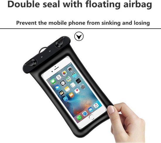 2 stuks -Drijvende opblaasbare mobiele telefoon waterdichte tas- Onderwater hoesje telefoon- zwart