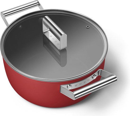 SMEG Kookpan met deksel Rood Mat - ø 24 cm / 4.6 Liter