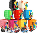 Build on Brick Mug - blauw - 350 ml - bouw je eigen mok met bouwsteentjes - BPA vrije drinkbeker cadeau voor kinderen of volwassenen - koffie thee limonade of andere dranken - pennenbeker - creatief accessoire voor op bureau