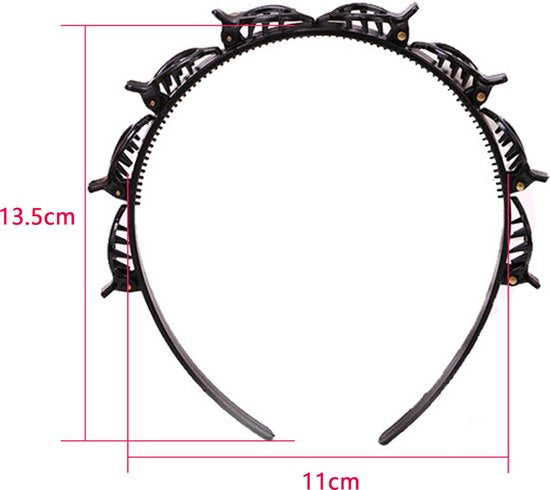 Haarband met klemmen-Haarband met clips- Antislip Haarband-D