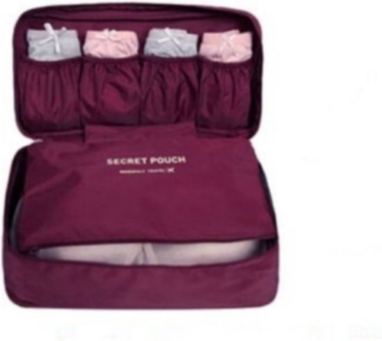 TDR-Multifunctionele lingerie/ondergoed tas - make-up tasje-toilettas- Bordeauxrood