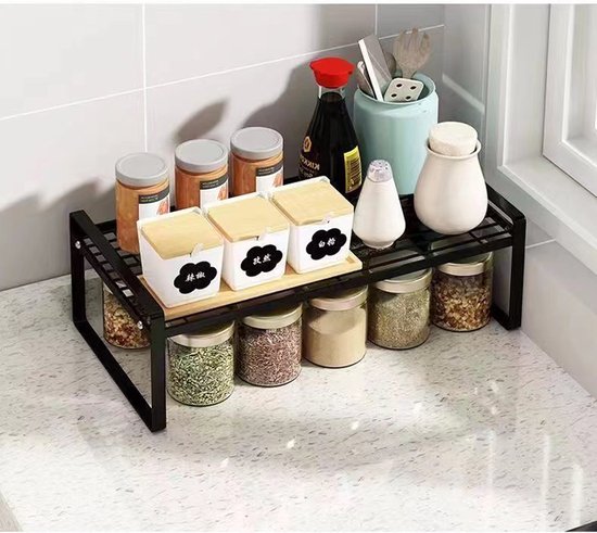 Keukenkast Organizer - Ruimtebesparend en Multifunctioneel-small (33 x 21 x 24 cm)-zwart