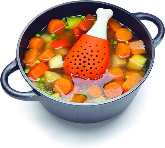 Siliconen Kruidenbuiltje - Kippendrumstick Design - Handig Kruidenfilter voor Soepen en Stoofschotels-14 x 7 x 5 cm