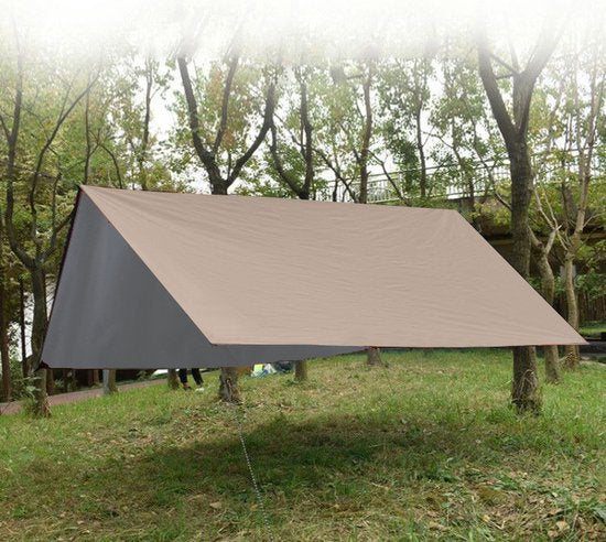 Outdoor Draagbaar Zonnescherm Met Opbergtas - Waterdicht - Tarps voor Kamperen 300 *300cm - 3-4 Personen -kaki