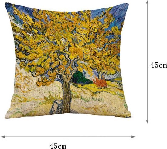 TDR -Sierkussensloop - van katoen en linnen - 45 x 45 cm - Thema: van Gogh , Moerbeiboom