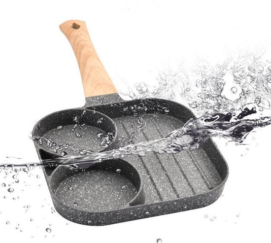 3-in-1 grillpan met temperatuurgecontroleerde antiaanbaklaag - kook verschillende gerechten tegelijk zonder oververhitting of verbranding