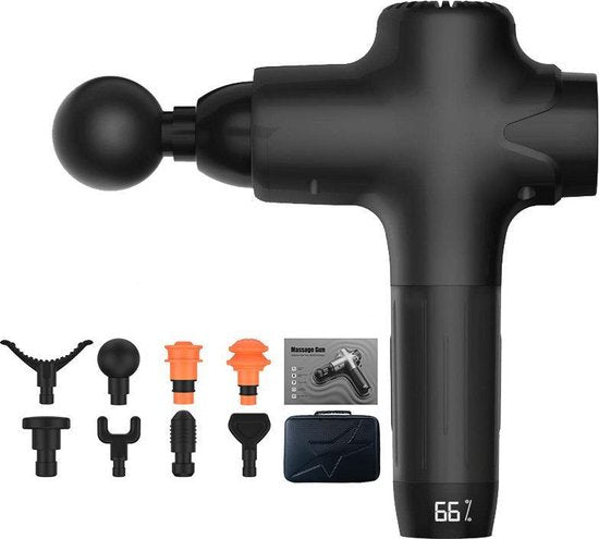 TDR Massager Gun: Het Ultieme Massageapparaat voor Sport, Fasciabehandeling, Relaxatie & Pijnbestrijding - Met 7 Niveaus & 8 Accessoires - Zwart