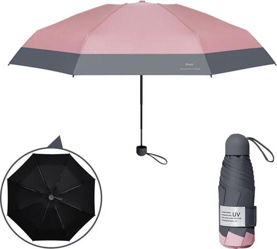 TDR -Opvouwbare Paraplu -Windproof- zonnescherm UV-SPF 50+compact en draagbaar-  Extra sterk  -  Roze