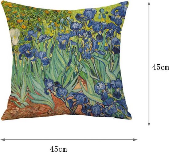Sierkussensloop 45x45 cm van katoen-linnen van Gogh Irissen