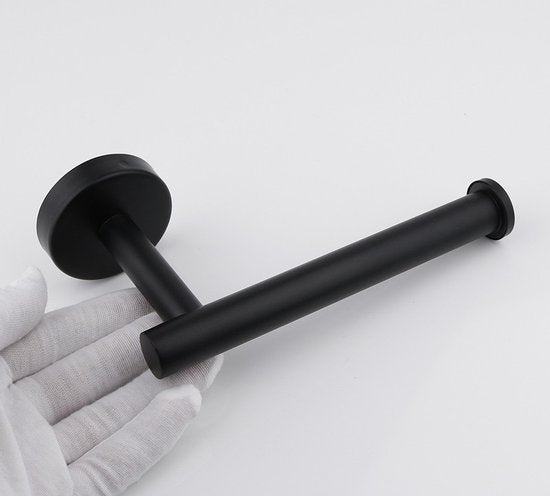 Luxe Roestvrijstalen Toiletrolhouder - Zwart Modern Design