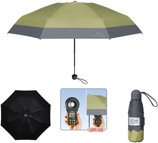 TDR -Opvouwbare Paraplu -Windproof- zonnescherm UV-SPF 50+compact en draagbaar-  Extra sterk  -Matcha Groen