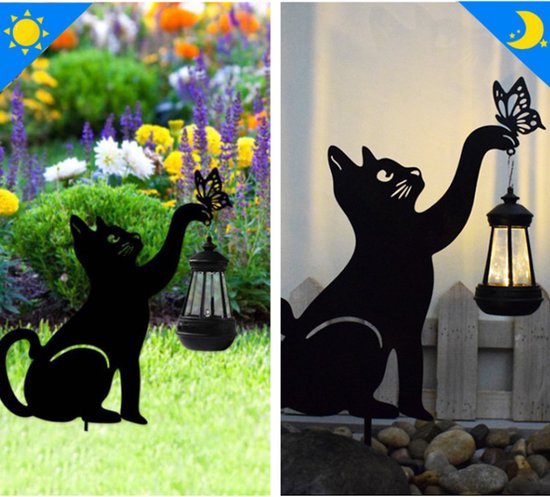 Zonne-energie Buitenlamp met Uitgesneden Kattenlantaarn-IP55