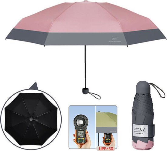 TDR -Opvouwbare Paraplu -Windproof- zonnescherm UV-SPF 50+compact en draagbaar-  Extra sterk  -  Roze