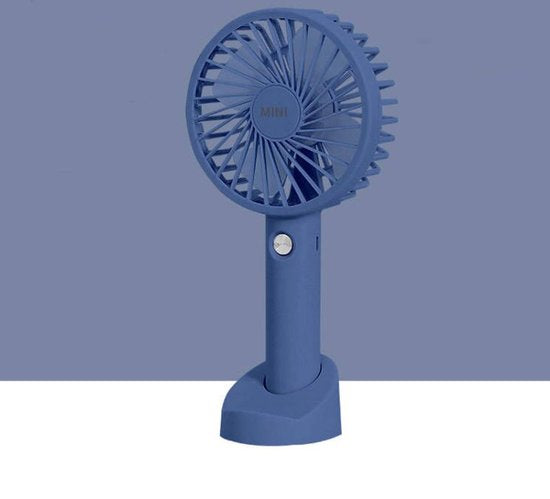 Draagbare Ventilator - oplaadbaar met USB - kan mobiel op voet plaatsen - perfect voor op op reis, buiten met warm weer - Diepzee Blauw