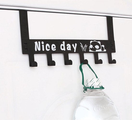 TDR-Deurkapstok Met 6 Haken-Deurhanger-Kapstok Hangend -zwart