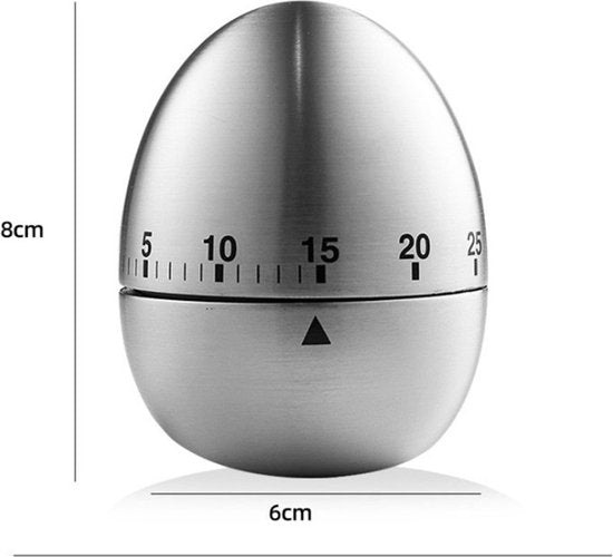 Luxe Roestvrijstalen Kookwekker - Eivormig Design, 60 Min