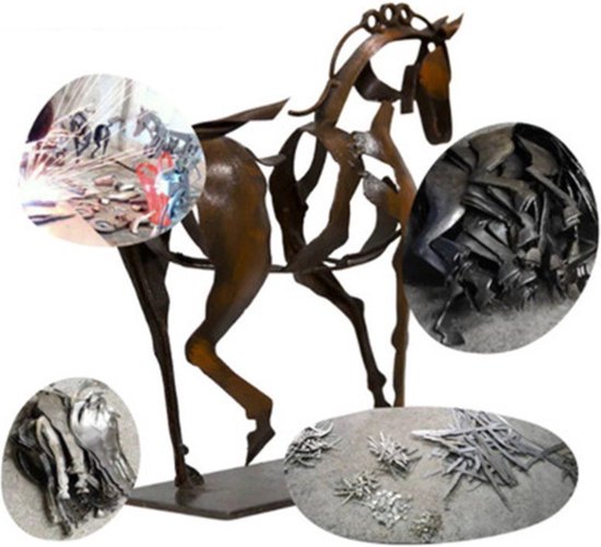Elegante Tafellamp met Paardendesign en LED-Verlichting -Stijlvolle Decoratie voor elke Ruimte - Duurzaam IJzer -werkt op USB- 14x20x19CM -donkerbruin