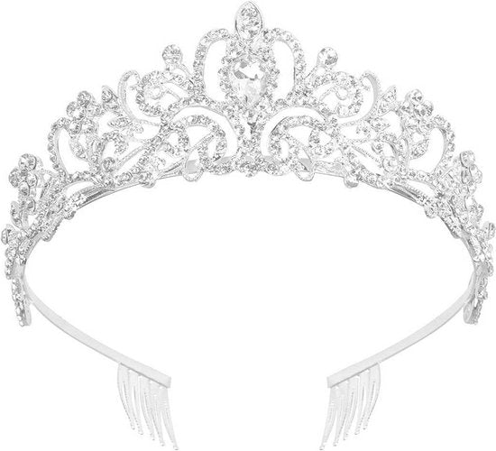 Unikorf Diadeem Kroon met Zijdelingse Kammen - Zilver
