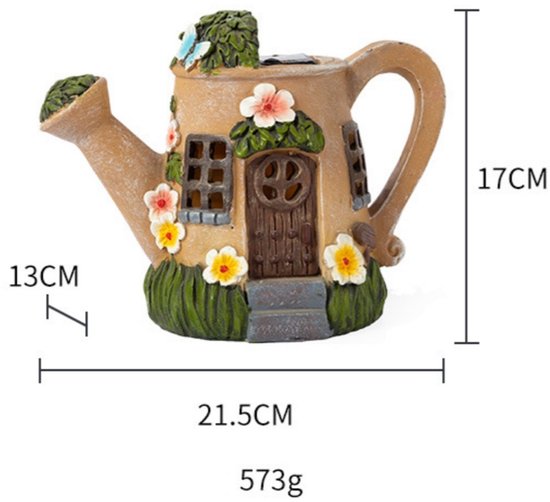 Solar Tuinbeeld Gieter Huisje 21,5x17x13 cm – Kunststof