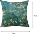 Kussensloop – Thema: van Gogh Amandelbloesem -Premium Katoen-Linnen, Kleurvast & Slijtvast, met Handige Rits -45x45cm