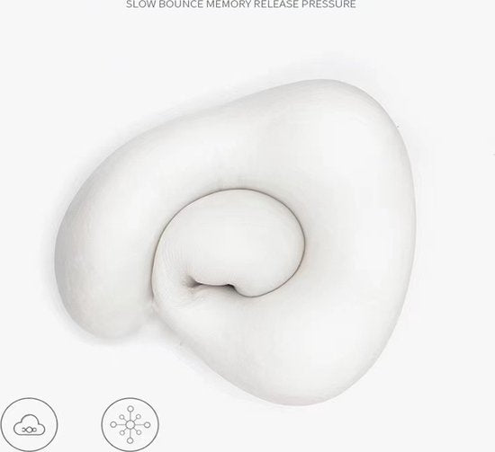 Ergonomisch nekkussen voor comfortabele reizen + opbergtas + oordopjes + oogmasker-marineblauw