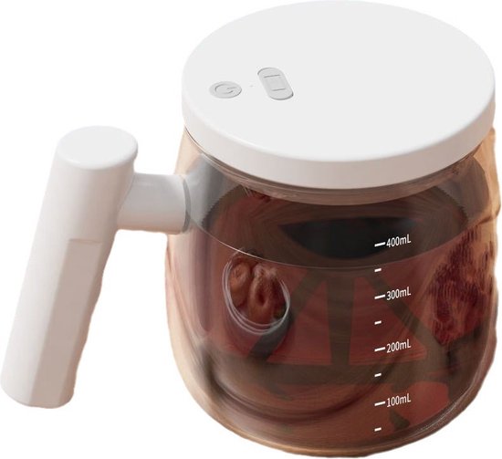 Automatische Roerbeker 400 ml – USB-oplaadbaar – Wit