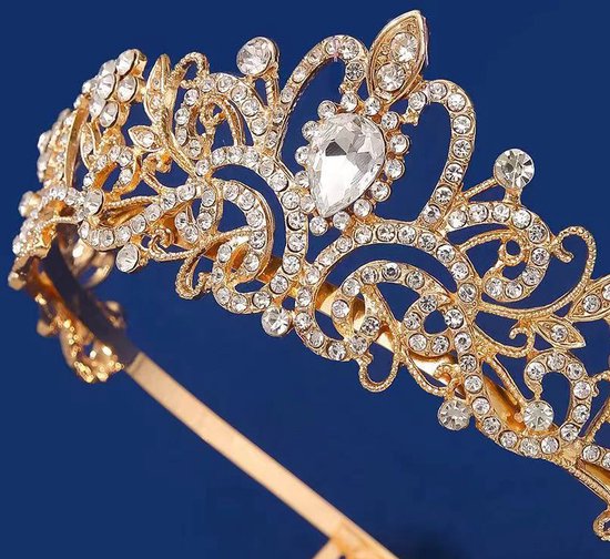 Betoverende Gouden Diadeem Kroon met Zijdelingse Kammen