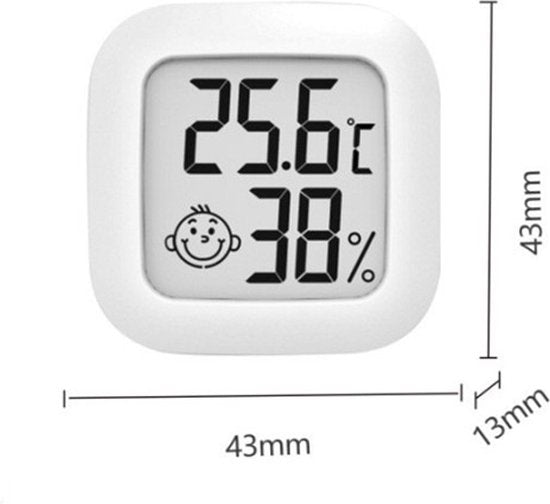 2-in-1 Mini Digitale Hygrometer - Temp & Vocht, Wit