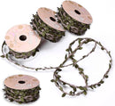 4 Rollen Jute Touw met Prachtig Bladeren Patroon- Kerstlint - Cadeaulint - Decoratielint-10meter lang -Olijfgroen