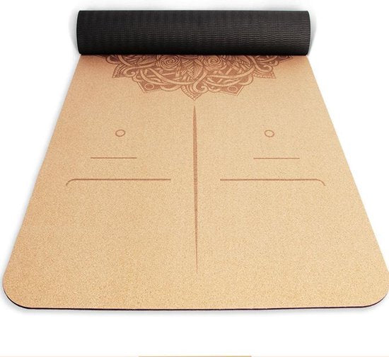 TDR Yoga mat, natuurlijk kurk & TPE, hypoallergeen, 183x66x0