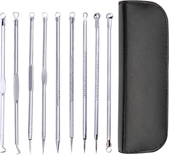 Roestvrijstalen comedonenverwijderingsset - 9 stuks