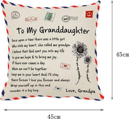 TDR Sierkussensloop 45x45 cm - 'To my granddaughter'