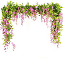 2stuks Gesimuleerde wisteria rank- kunstplanten slinger-Decoratieve plant voor diverse toepassingen-180cm- paars rood