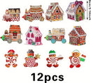 24-delige Set Houten Kersthangers – Snoeptrein Decoraties voor Kerstboom-Unieke Hangdecoratie voor Kerstboom en Cadeaus