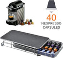 TDR - Capsule Houder met Lade - Geschikt voor Nespresso en compatible Capsules - Espresso Koffie Cups Houder - 40 Capsules - RVS - Zwart