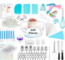 220delig- Luxe Cake & Taart Decoratie Set - 220-delig - Bakspullen - Taartversiering - Incl. Spuitzak Met Spuitmondjes Set – Taartplateau – Cupcake Vormpjes – Paletmes – Taartzaag – Cupcake Decoratie – Bakset
