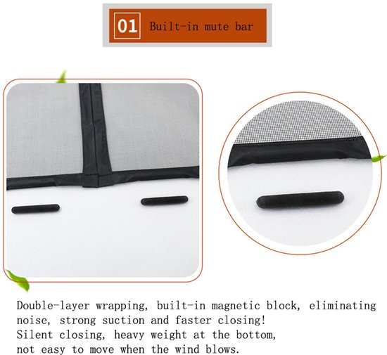 Magnetisch deurhor 100x210 cm - Glasvezel, Klittenband, Zwar