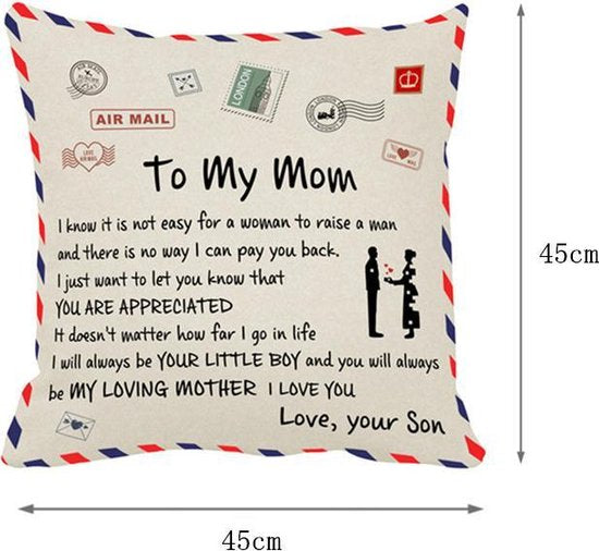 Sierkussensloop 45x45 cm – To my mom Moederdagcadeau