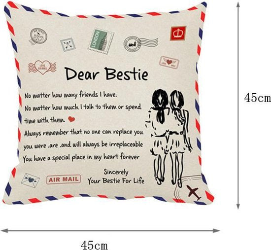 Sierkussensloop 45x45 cm 'Dear Bestie' - cadeau vriendin