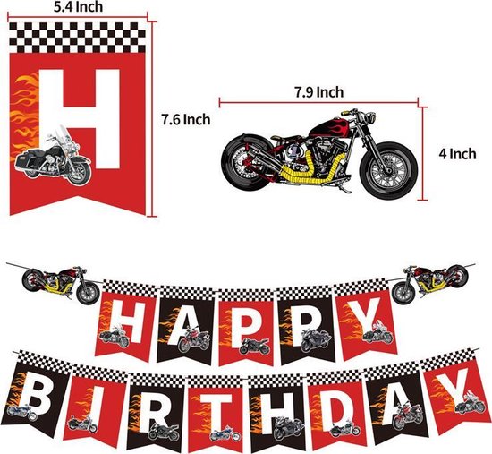 46 delig - verjaardagset - Thema: Motor Harley Davidson - Versiering voor feestjes, verjaardag - feestdecoratie