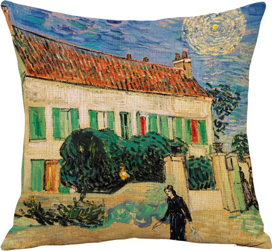 Merkloos TDR Sierkussensloop 45x45 - van Gogh: Huis nacht