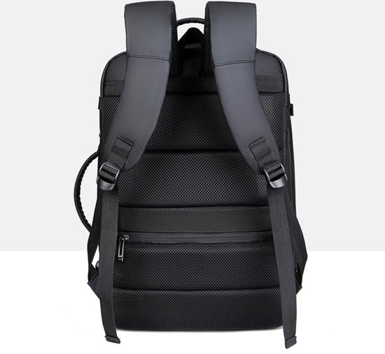 Stevige multifunctionele laptoptas / schooltas - laptop tot 15,6 inch - water afstotend, meerdere vakken - met usb aansluiting - Zwart